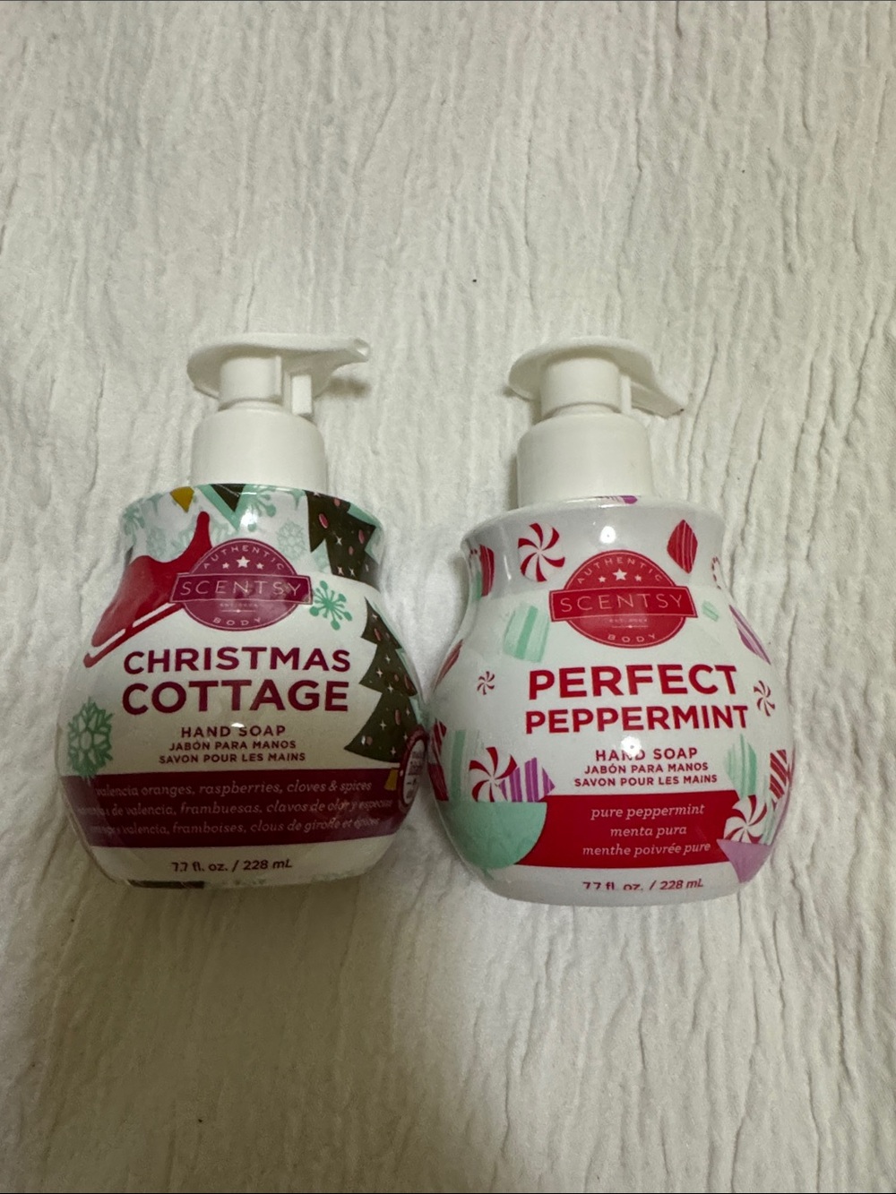 Scentsy Hand Soaps Christmas Cottage Perfect Peppermint Set of 2 NEW